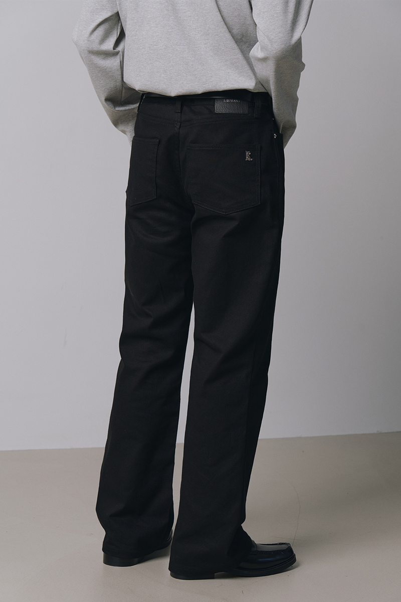 Semi flare cotton pants(Black)