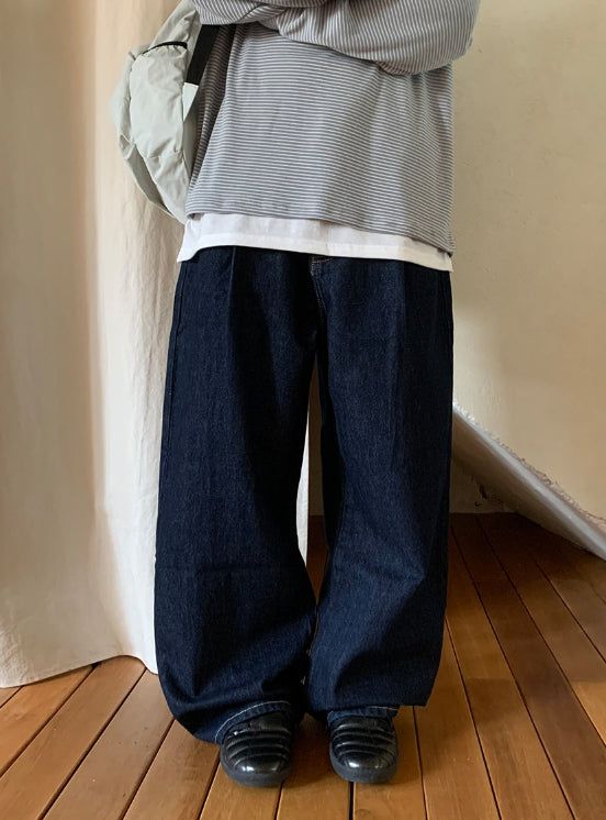BAON（バオン）の「[unisex] Kidu Pintuck Raw Denim Wide Pants（Pants）」