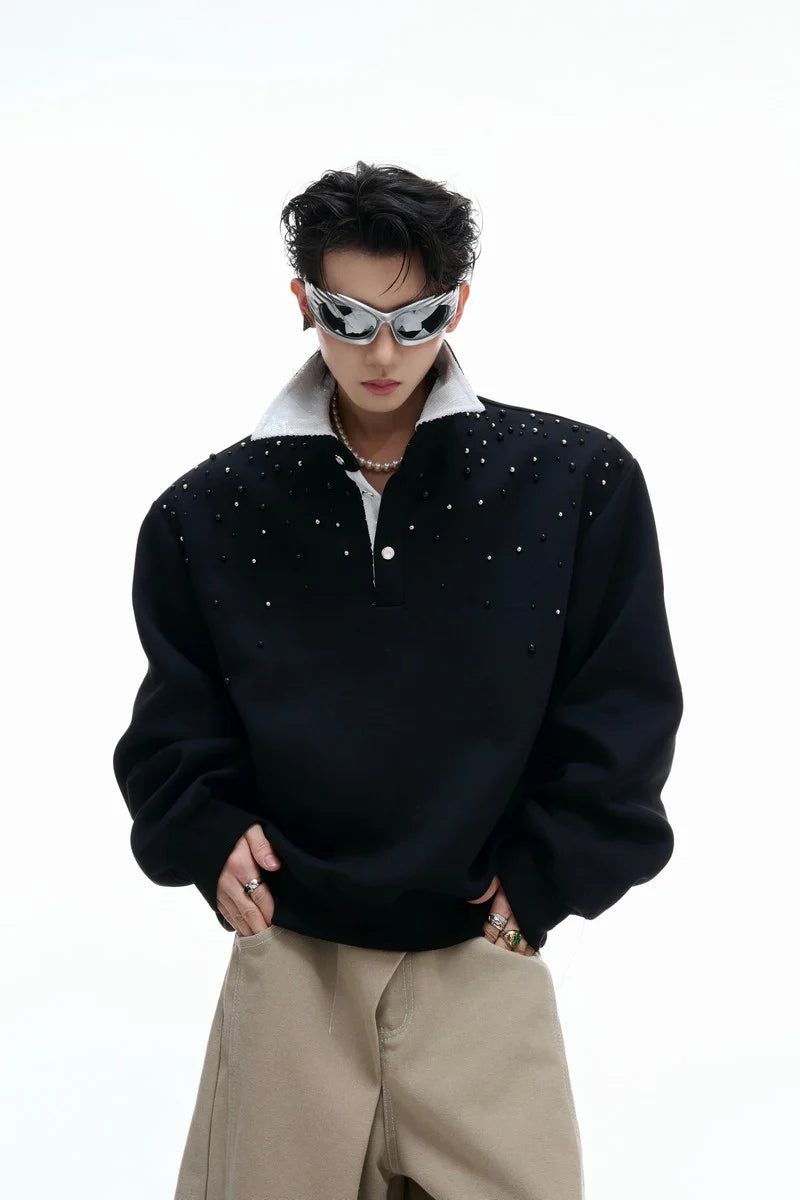 Argue Cultureの「Pearl Sequin Colorblock Polo Sweatshirt（Tops）」