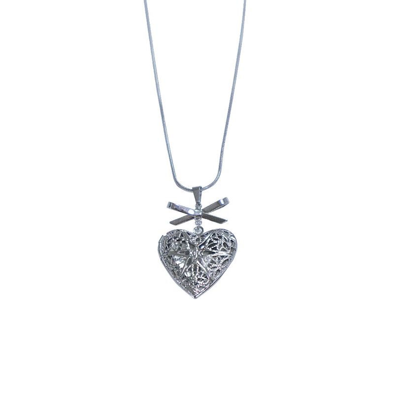 heart locket ribbon necklace