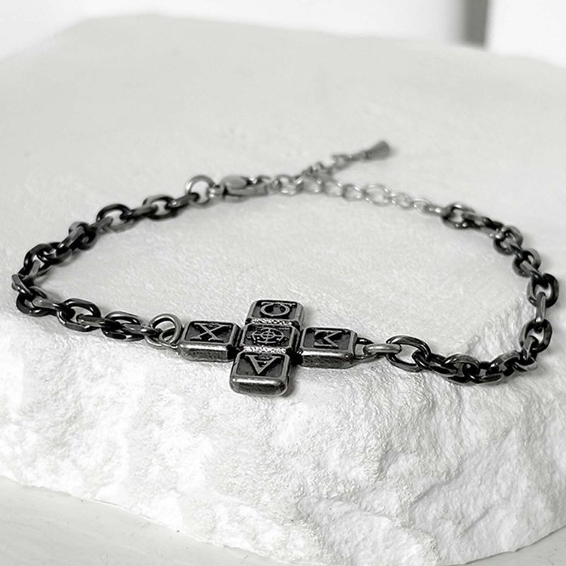 ss-Riversivle symbol cross bracelet_black