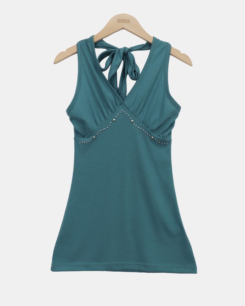Hookin Studded Halter Neck Sleeveless Top