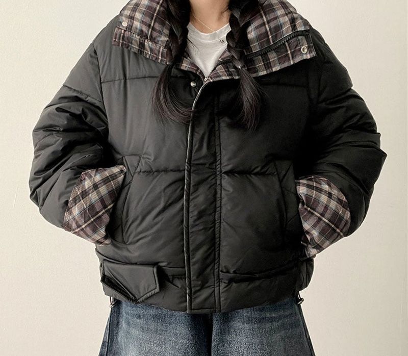 Pomi checkered lining padded jumper