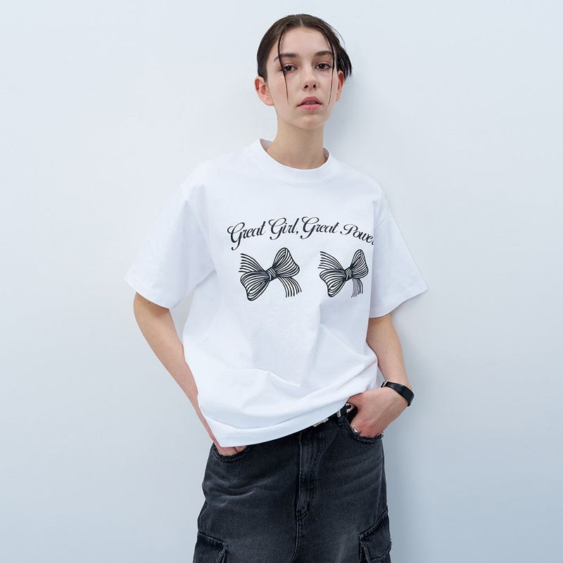 NCOVER(エンカバー)の「TWIN RIBBON TSHIRT-WHITE(Tops)」