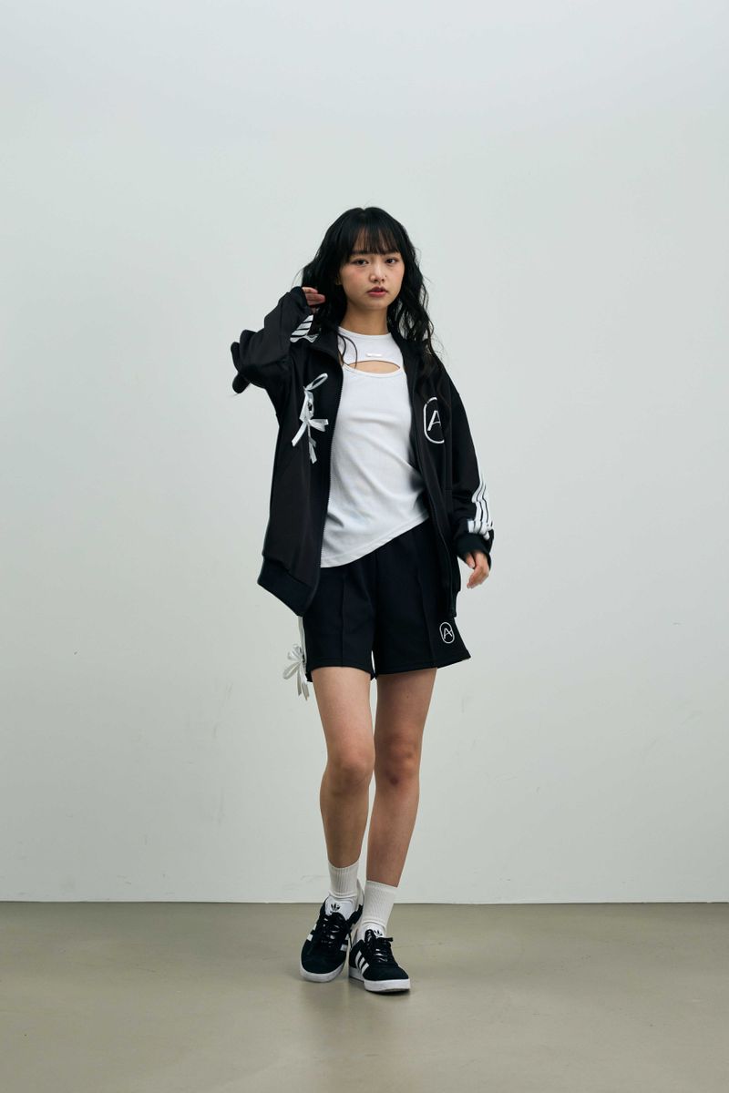 RIBBON JERSEY TRACK SHORTS PANTS / NAVY