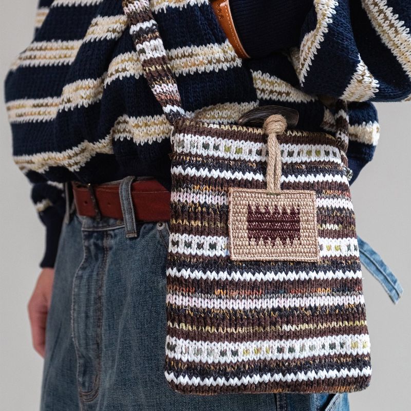 Knit sacoche bag / Brown