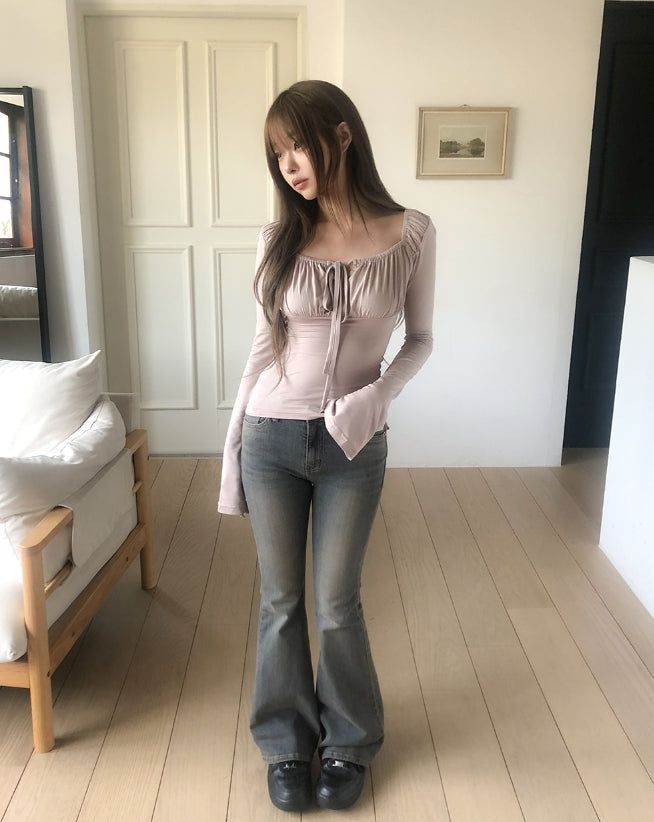 Seize Back Pocket Slim Bootcut Denim Pants