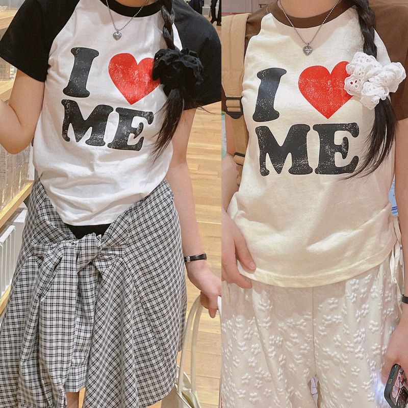 natural mind（ナチュラル マインド）の「I Love Raglan Short-Sleeved T-Shirt（Tops）」
