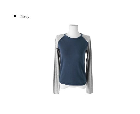 Sami Check Button Raglan Roll-Up Long Sleeve T-Shirt