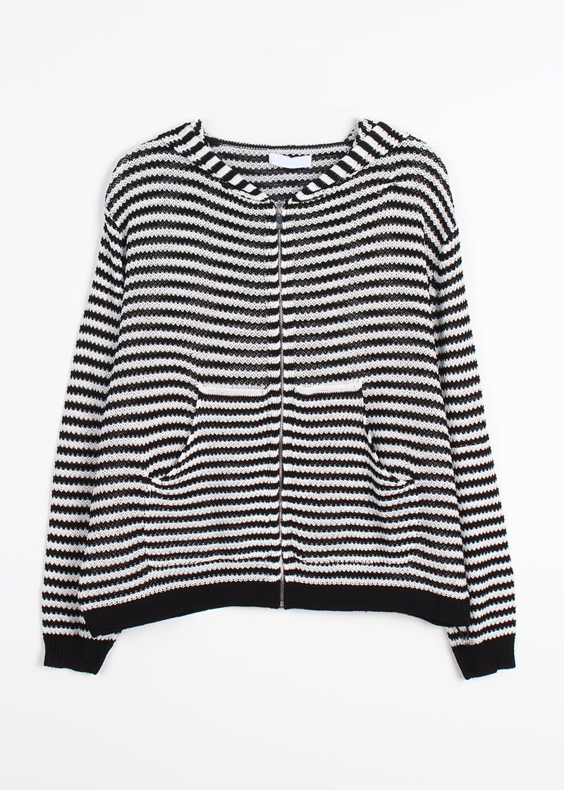 MESH STRIPE ZIP-UP
