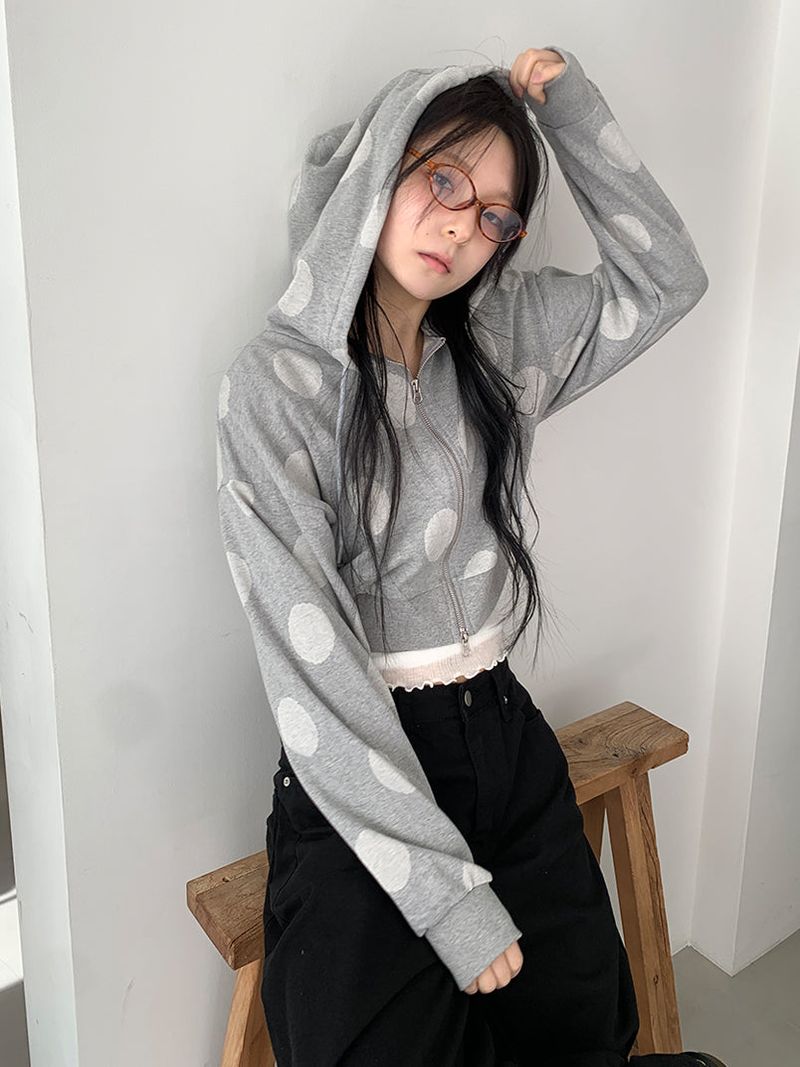 DOT HOOD ZIP-UP (2C)