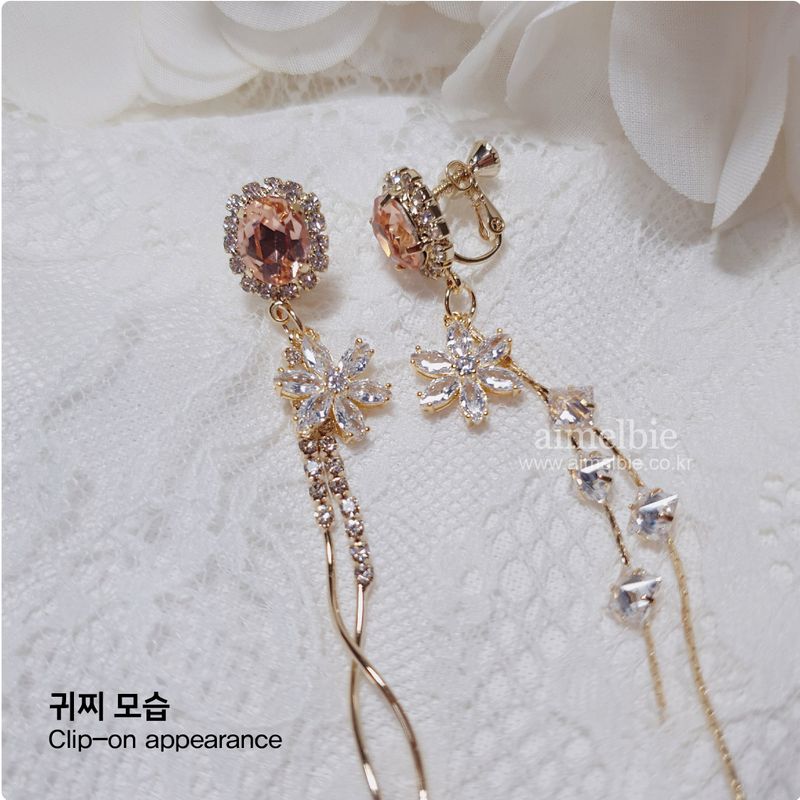 Diamond Petals Earring - Peach Pink