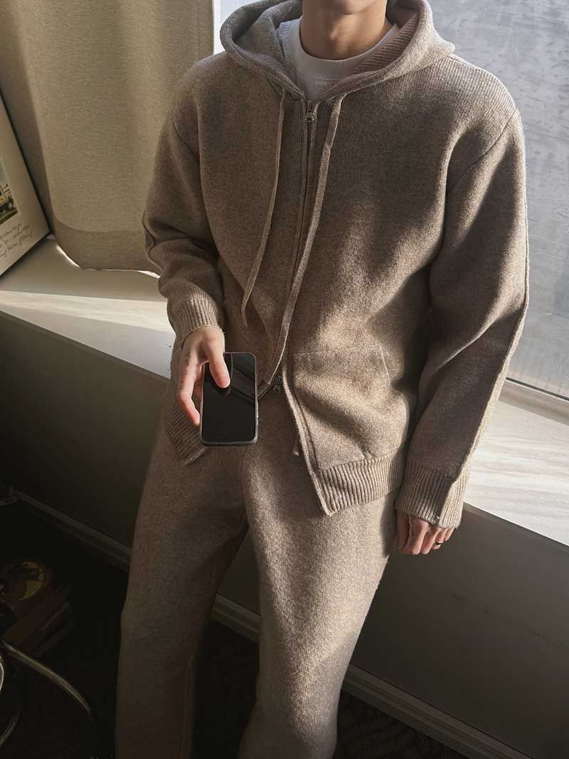 ASCLO Maison Knit Hood Zip Up & Pants (7color)