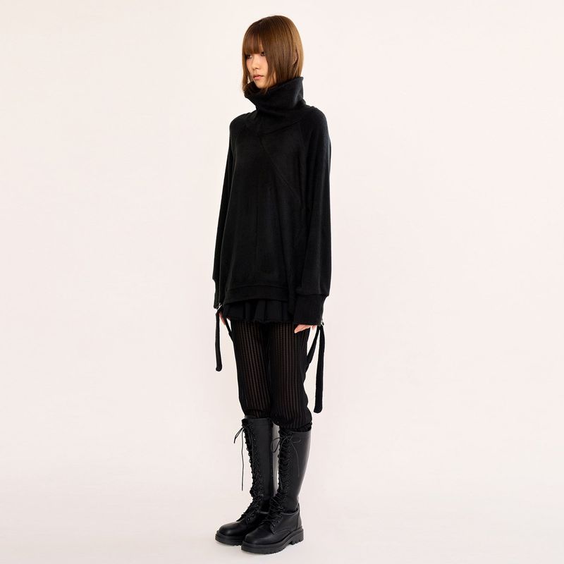 Hairy Zipslit Pullover - Black