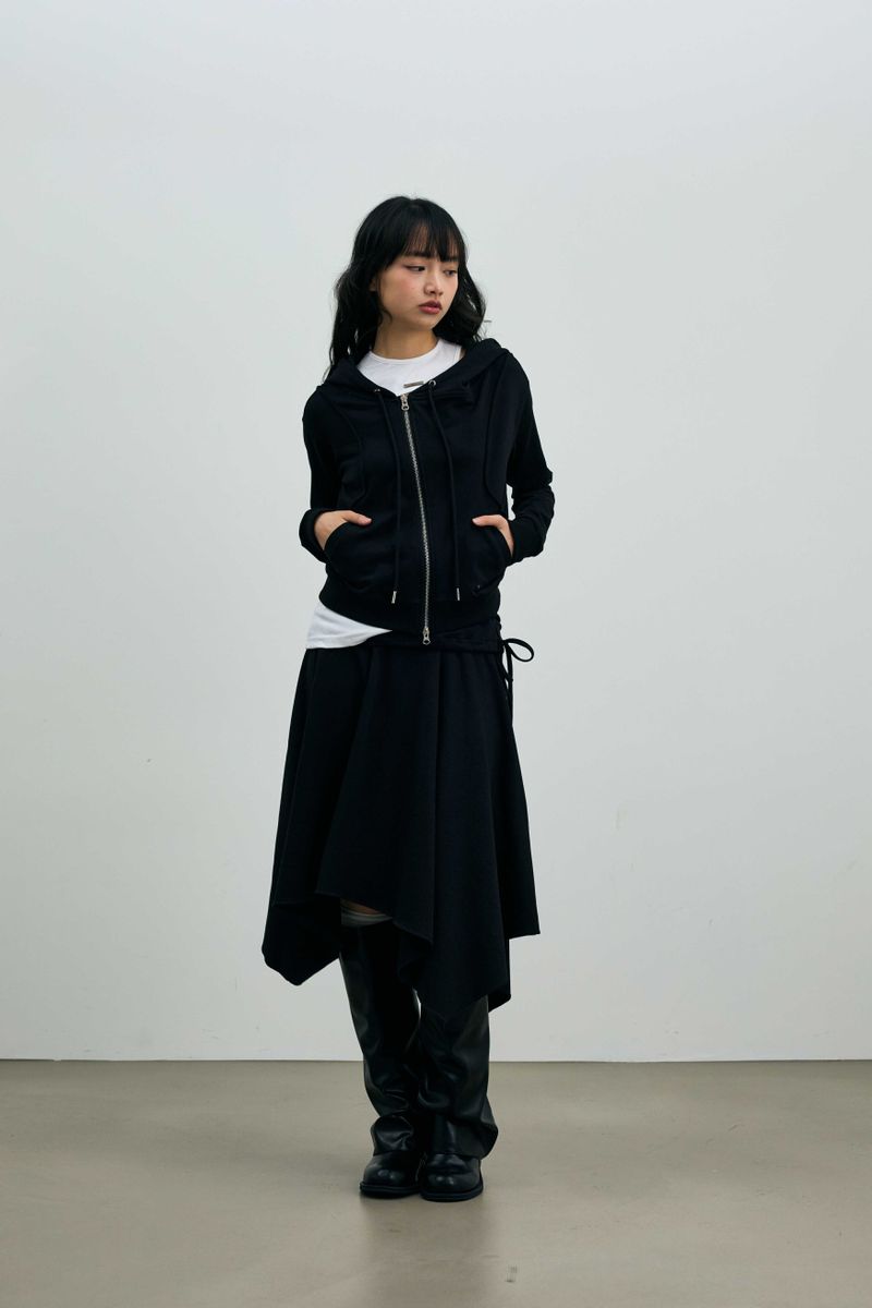  SILENT MIRAGE CROP HOOD ZIP-UP / BLACK