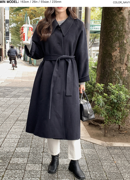 [SHOPPERMADE] ハンドメイドシングルロングウールコート (3color)