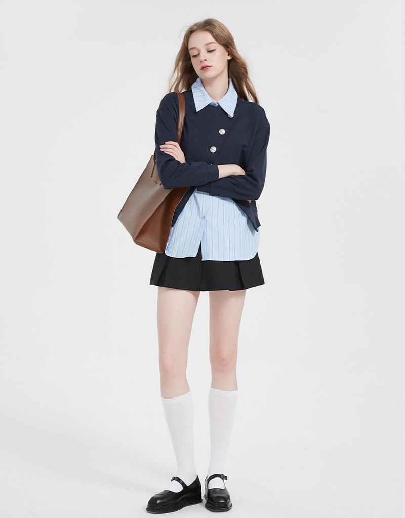 Jennifer Silver Button Point Shirt Sweatshirt