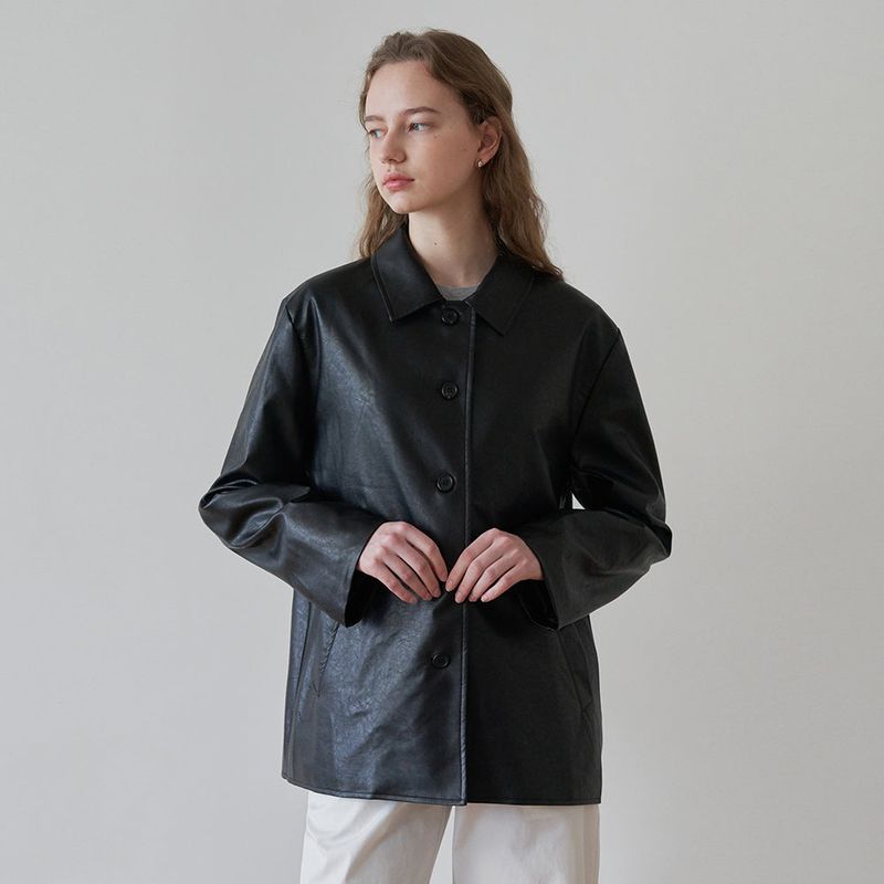URAGO（ユラゴ）の「Eco leather button jacket（Jackets/Outerwear）」