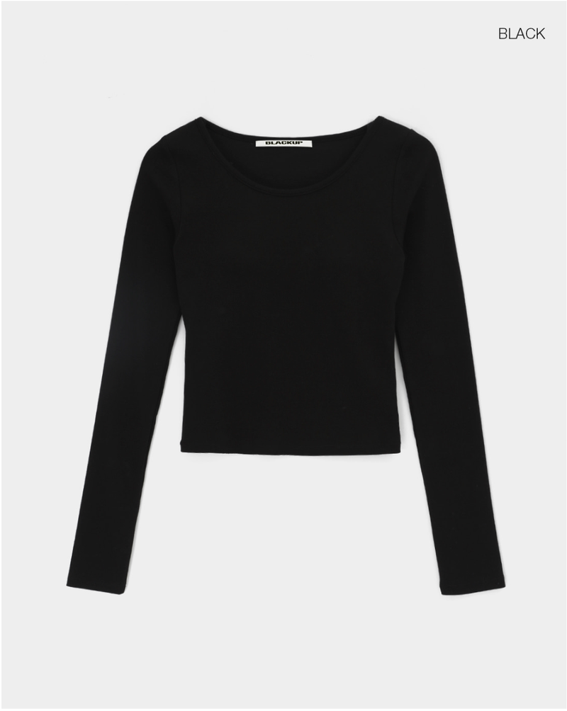 [B-BASIC] Soft U-neck Bra top Long-Sleeved T-shirt (Embedded)