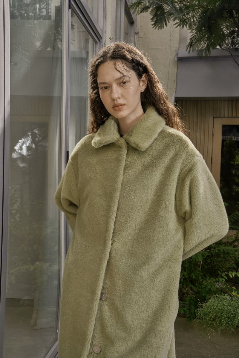 FAKE FUR LONG COAT_GREEN TEA