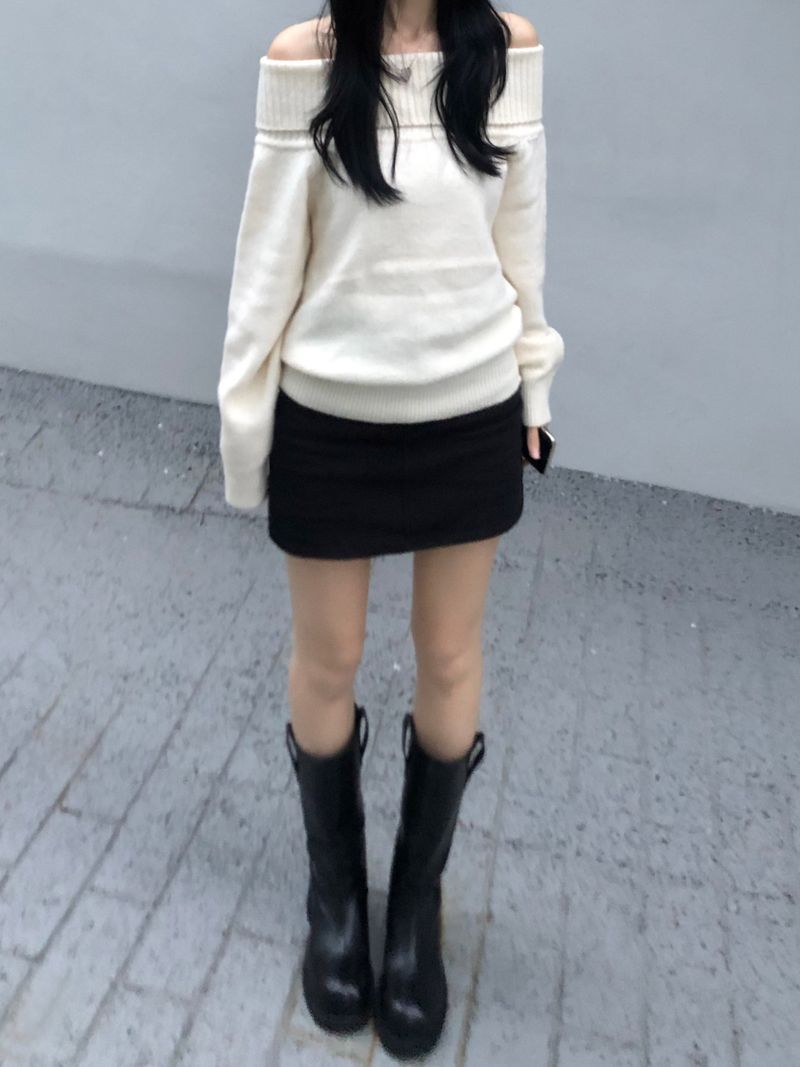 Uni Off-Shoulder Knitwear (4 colors)