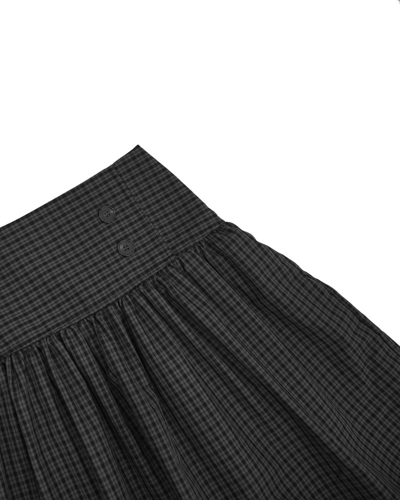 lace check midi skirt / charcoal