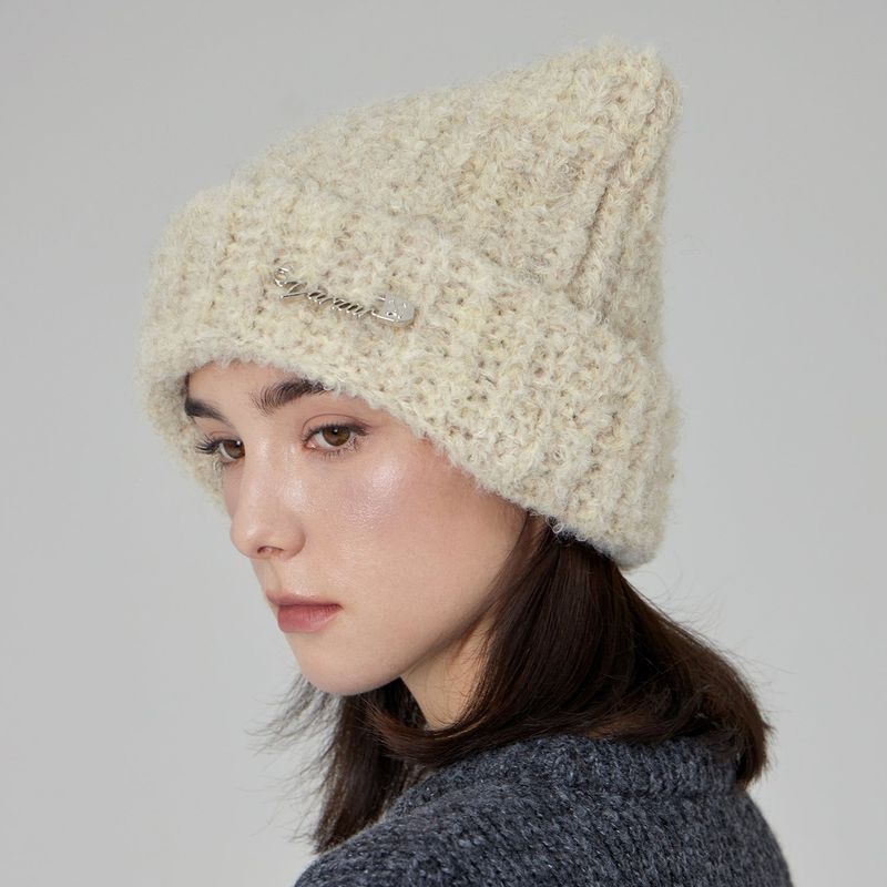 VARZAR Safety Pin Square Beanie / Cream