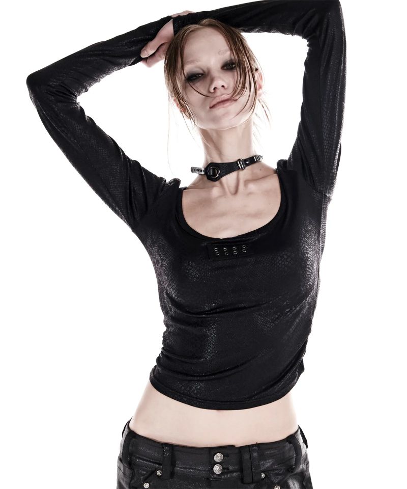 2-WAY STUD LEATHER CHOKER BLACK