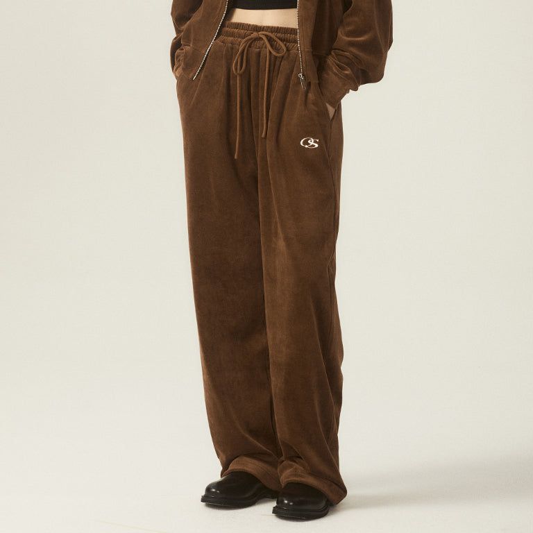 OS LOGO VELOUR 2WAY STRING WIDE PANTS - 4COLOR
