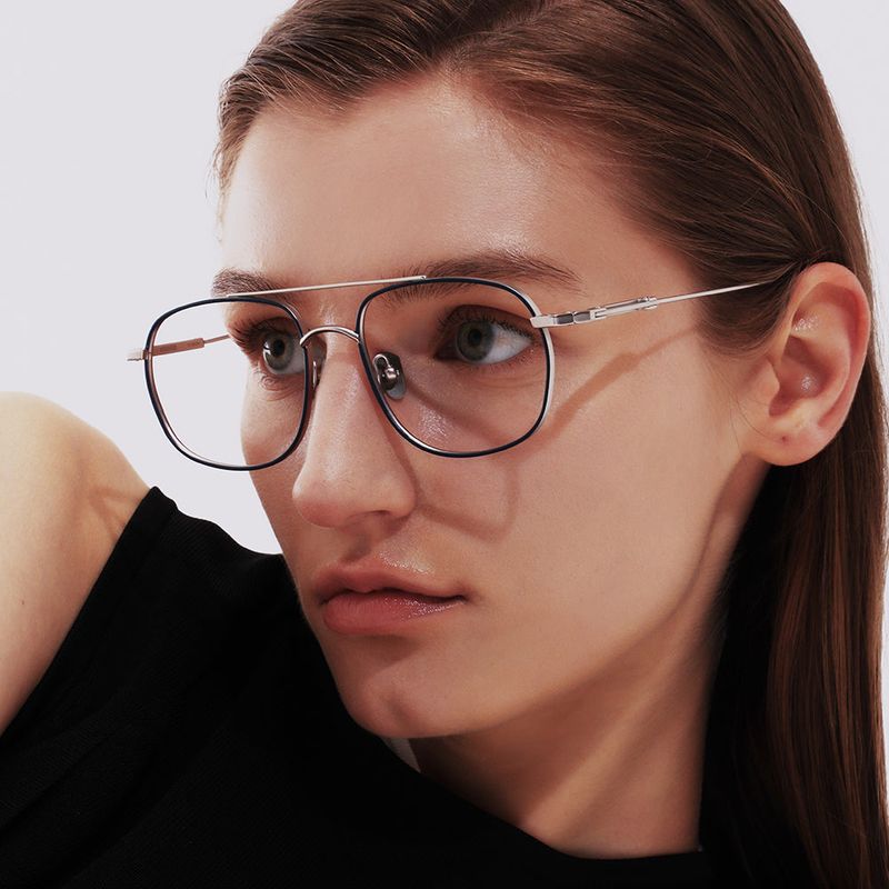 Knouun Square titanium glasses CODE. 102. G Silver
