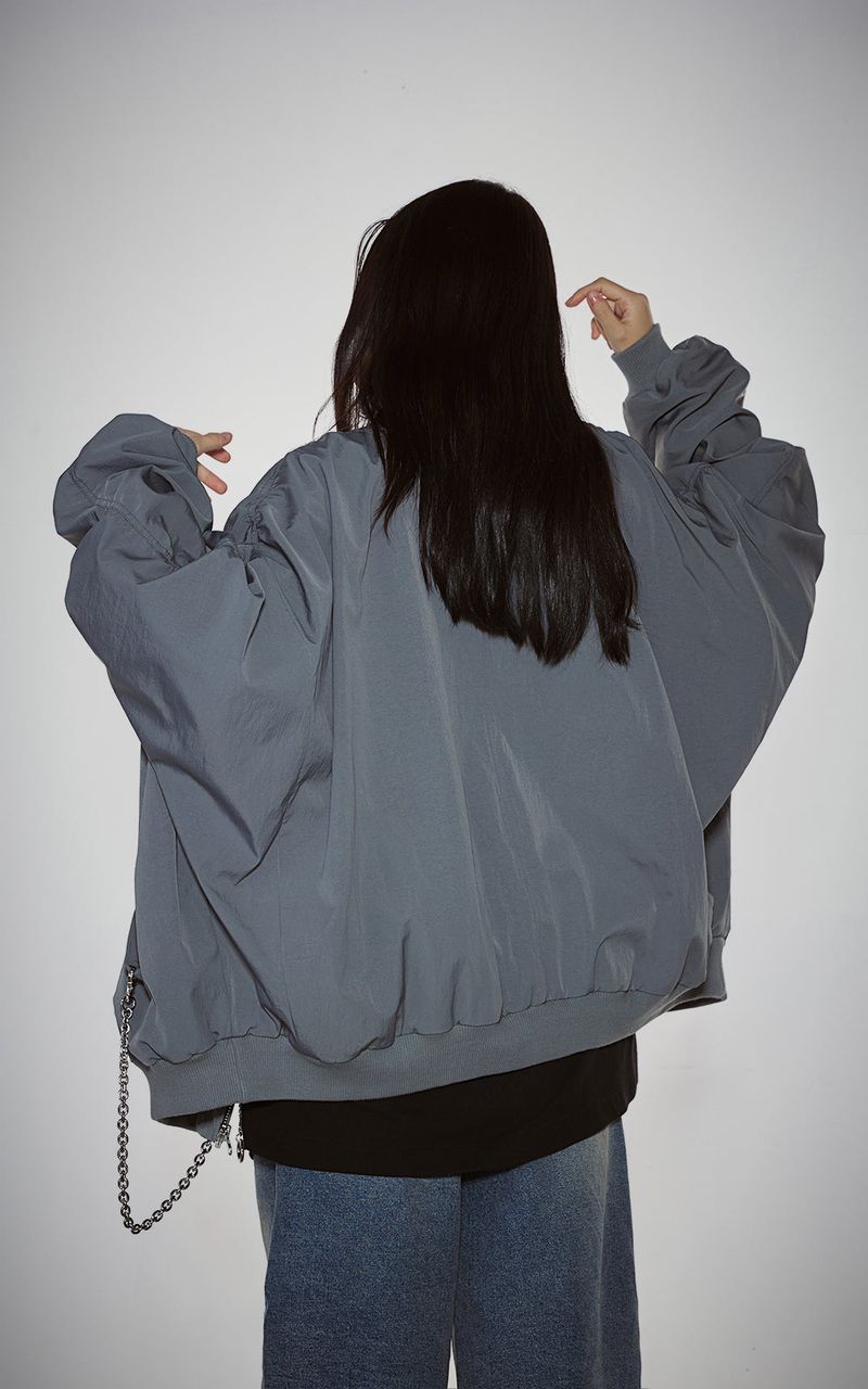SHIRRING SLEEVED MA-1_GRAY