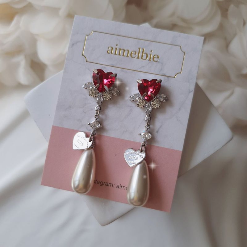 Heart Jewel Longdrop Piercing - Rosepink