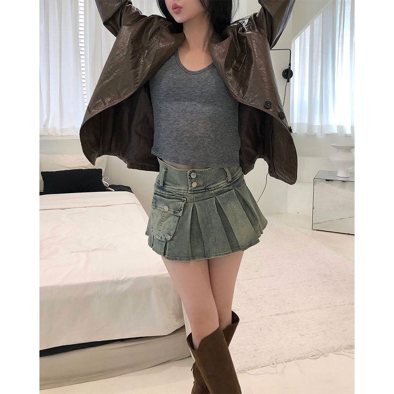 One-pocket Pleats Skirt 