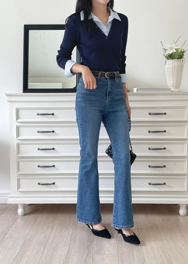 Panyu Hidden Banding Semi-Bootcut Denim Pants