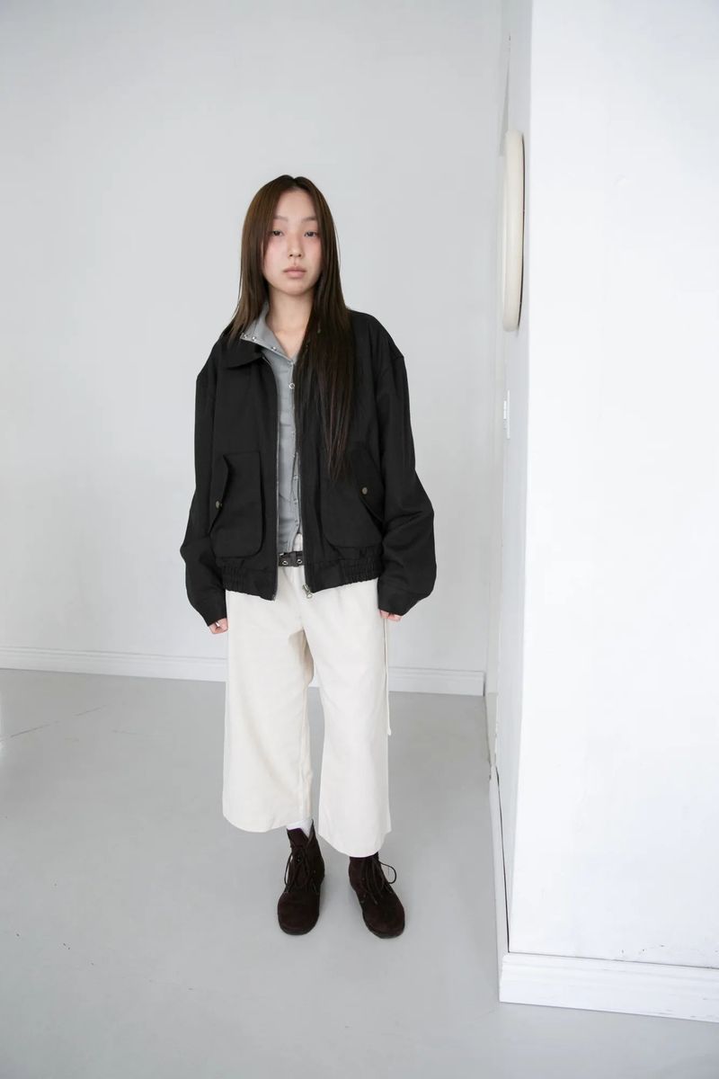 strap banding cotton capri pants(2colors)