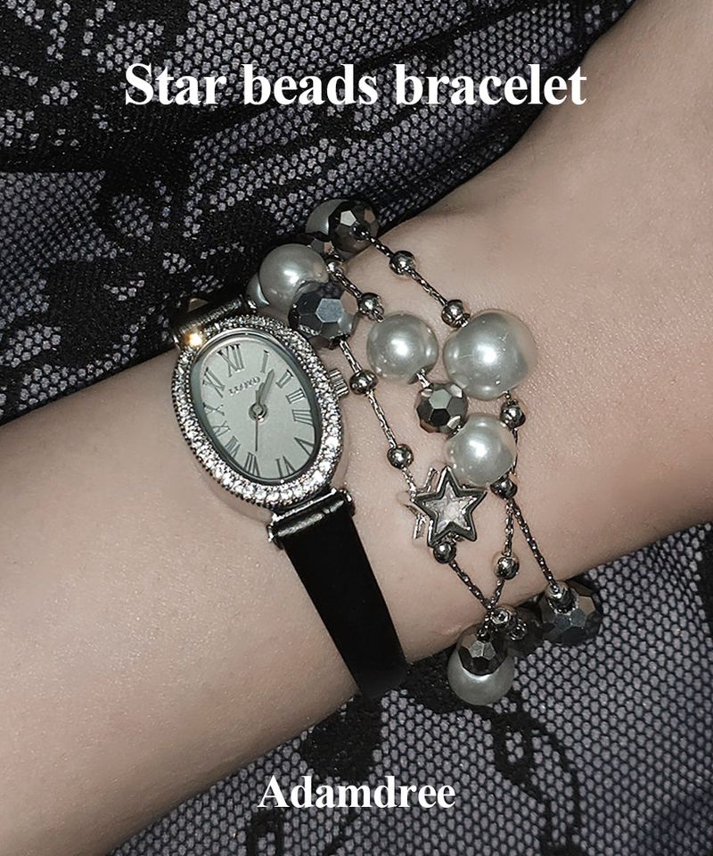 Star beads cubic chain layered bracelet