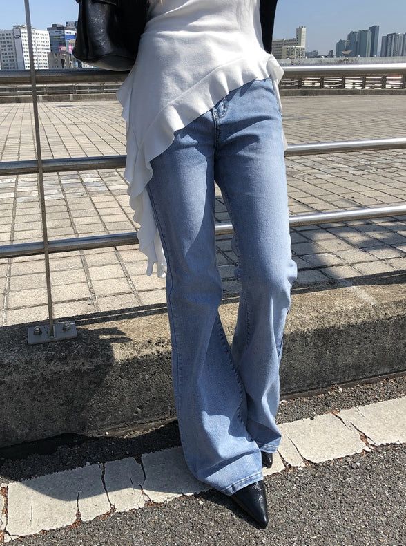 Botu Slim Washing Denim Bootcut Pants