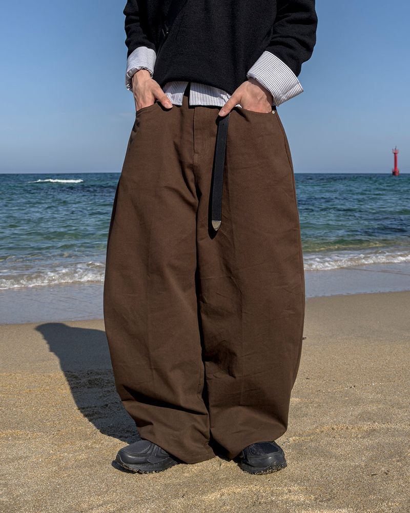 Bino Curved Wide Cotton Pants