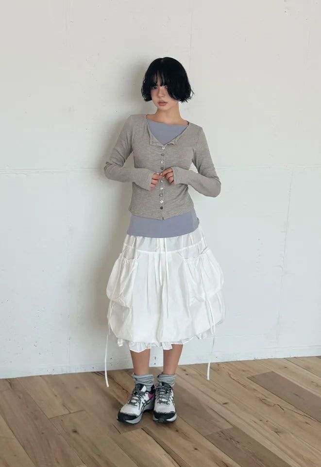 COLOR BUTTON RIBBED CARDIGAN