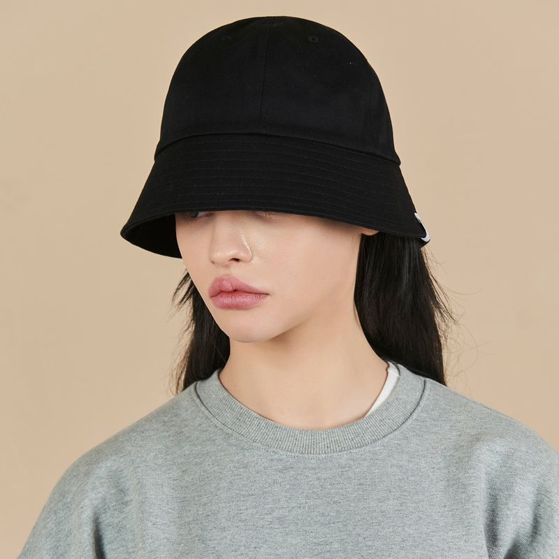 Monogram Label Round Bucket Hat Black