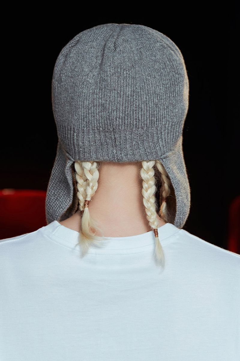 WOOL KNIT TROOPER HAT / GREY