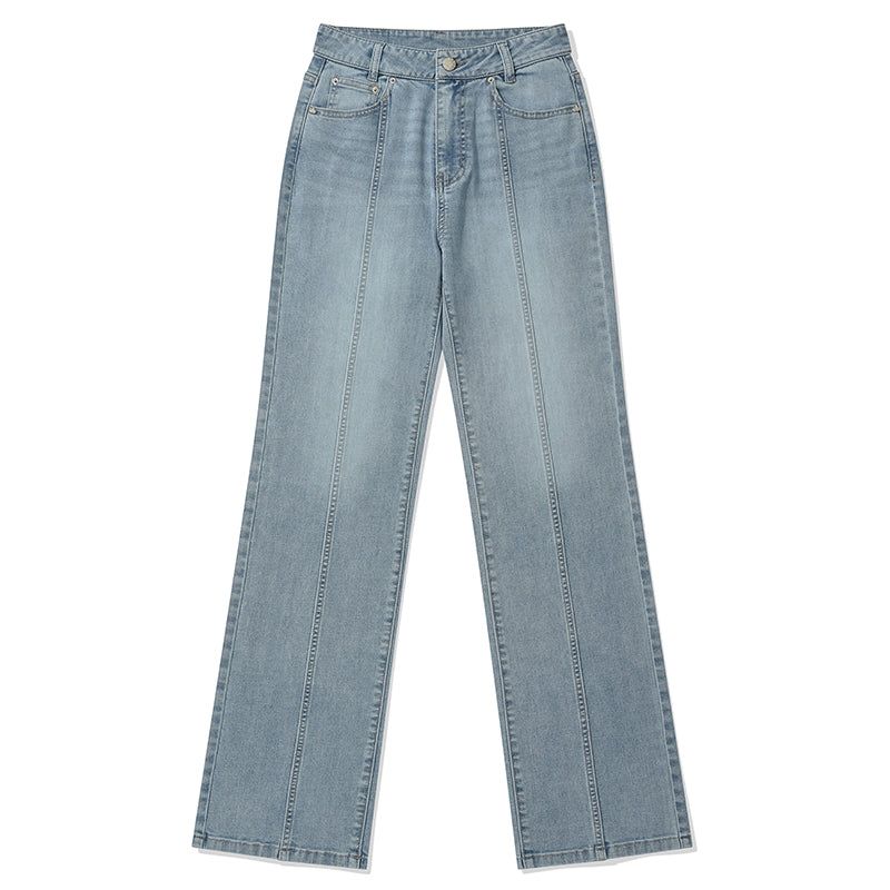 KIRSH PLAIN SEMI FLARE DENIM PANTS [LIGHT BLUE]