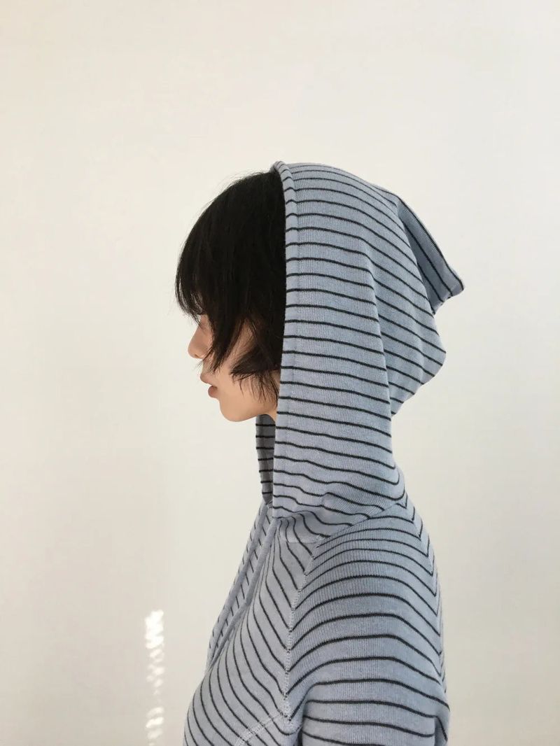 Bobby Striped Knit Zip-Up Hoodie (7color)