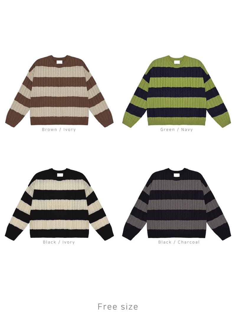 Oversized Striped Cable Knit (4 colors)