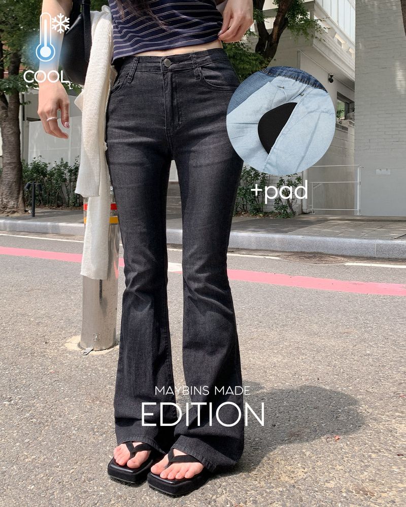 [MADE] Rat hip‑pad bootcut denim pants 