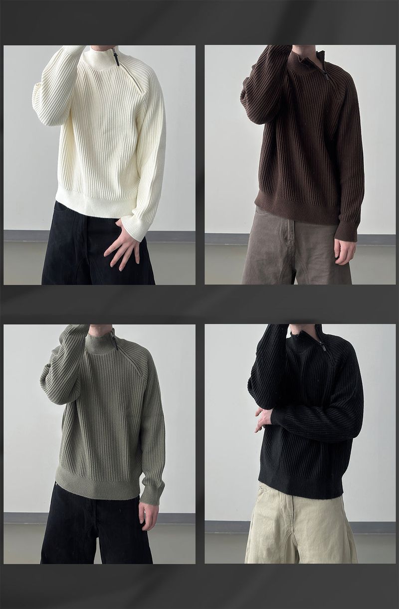 Niv Shoulder Zip-Up Regular Knit