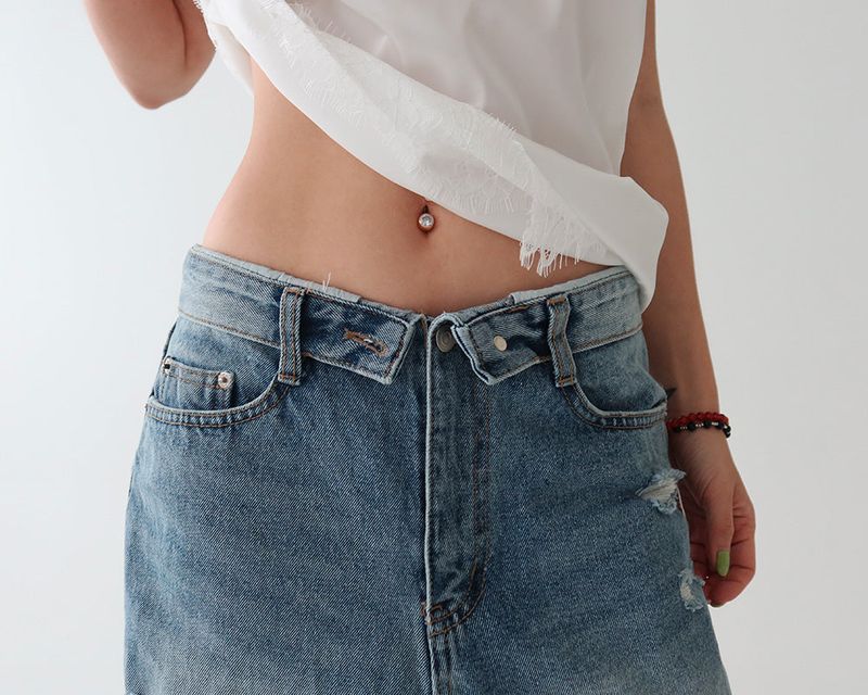 Roll-up collar vintage cutting wide denim