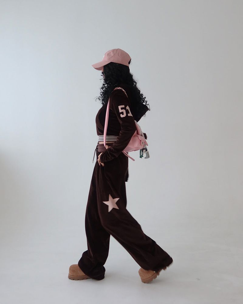 Patch Velvet Slim Hoodie Zip-Up