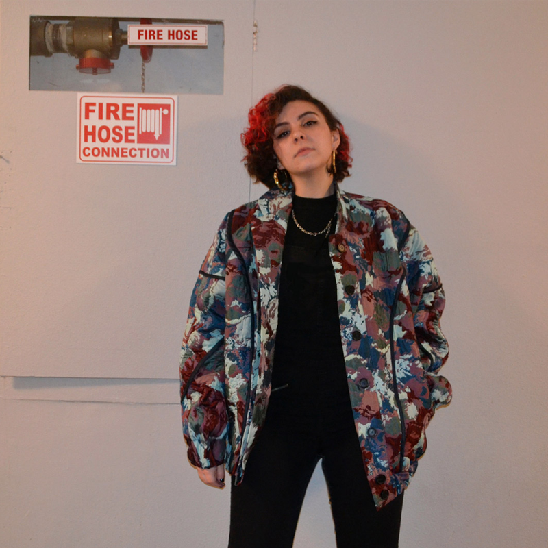 BLUE FLOWER ORBIT BOMBER JACKET