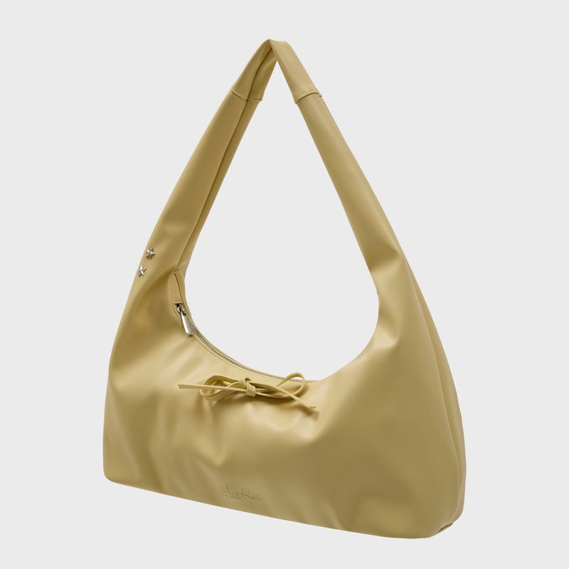 Artificial Leather Ribbon Hobo Bag